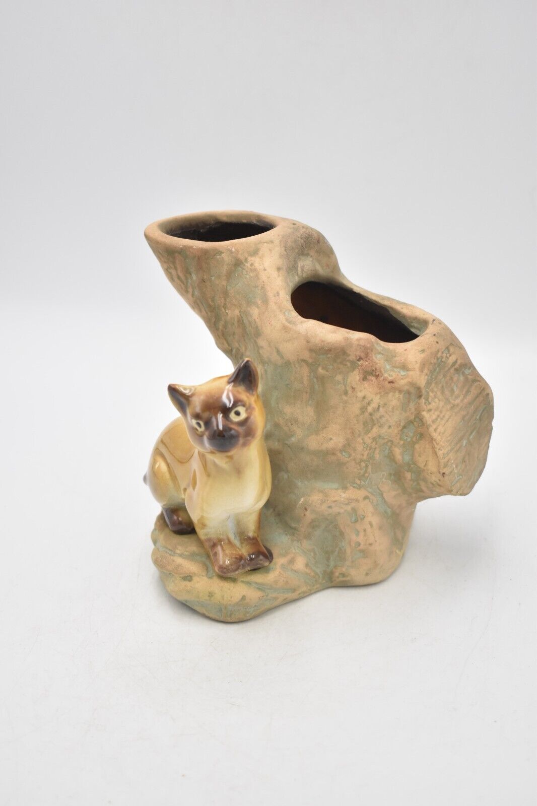 Vintage Siamese Cat Vase Ceramic