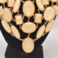 Vintage Equip Oversized Choker Necklace Cream and Gold Tone Statement Piece