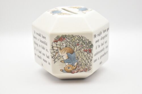 Peter Rabbit Beatrix Potter Wedgwood Ceramic Collectible Hexagonal Money Box