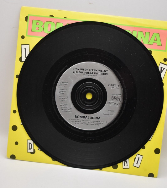 Bombalurina It's Bitsy Teeny Weeny Yellow Polka Dot bikini 7" Vinyl Single 1990