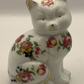 Vintage Handpainted Floral Ceramic Cat Figurine/ Statue/ Ornament