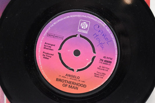 Brotherhood of Man Angelo 7" Vinyl Single 1977