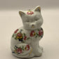 Vintage Handpainted Floral Ceramic Cat Figurine/ Statue/ Ornament