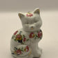 Vintage Handpainted Floral Ceramic Cat Figurine/ Statue/ Ornament