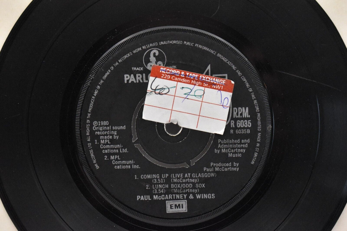 Paul McCartney Coming Up 7" Vinyl Record Single 1980