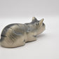 Vintage Ceramic Black and Grey Cat Figurine/ Statue/ Ornament