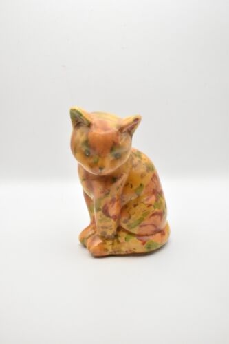 Vintage Floral Design Decoupage Cat Figurine/ Statue/ Ornament