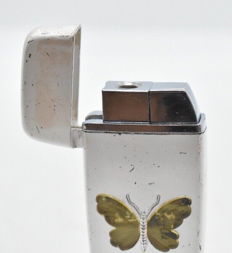 Vintage Silver Butterfly Cigarette Lighter Collectible