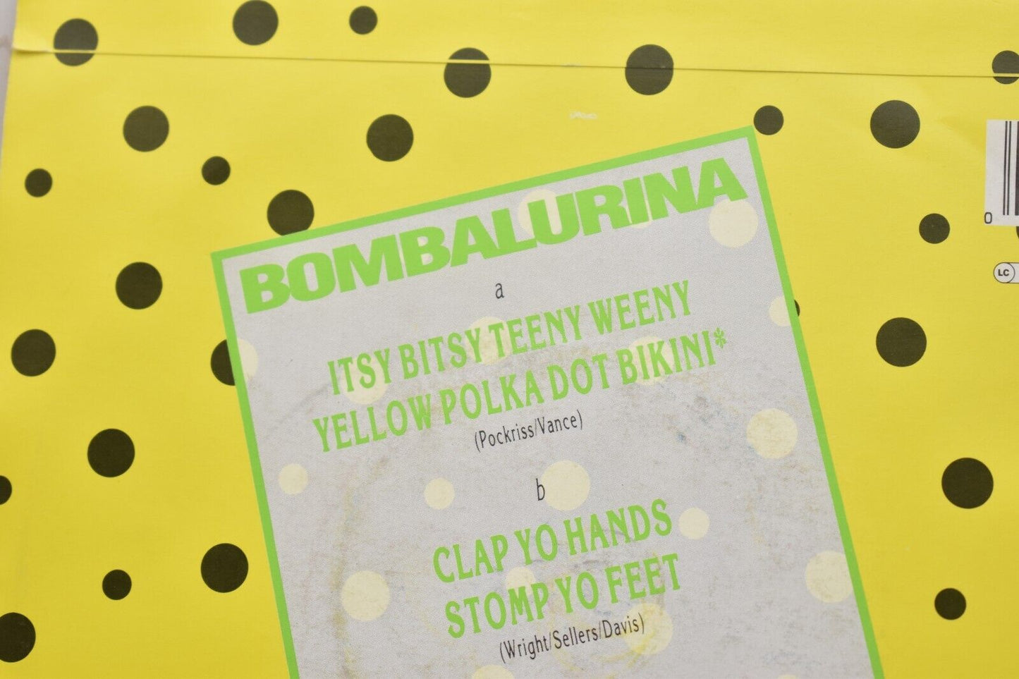 Bombalurina It's Bitsy Teeny Weeny Yellow Polka Dot bikini 7" Vinyl Single 1990