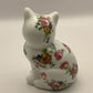 Vintage Handpainted Floral Ceramic Cat Figurine/ Statue/ Ornament