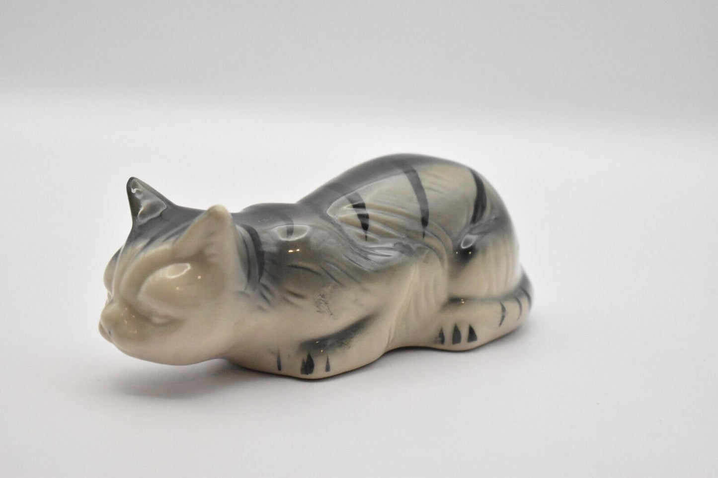 Vintage Ceramic Black and Grey Cat Figurine/ Statue/ Ornament