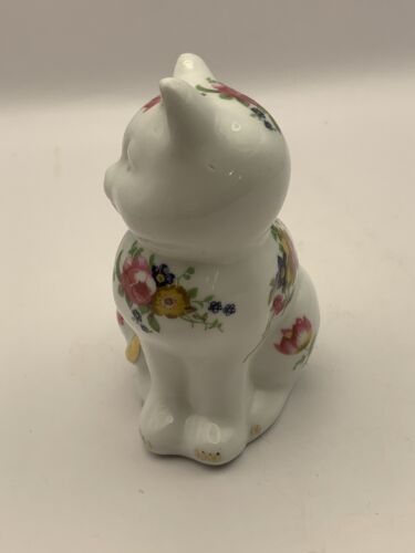 Vintage Handpainted Floral Ceramic Cat Figurine/ Statue/ Ornament