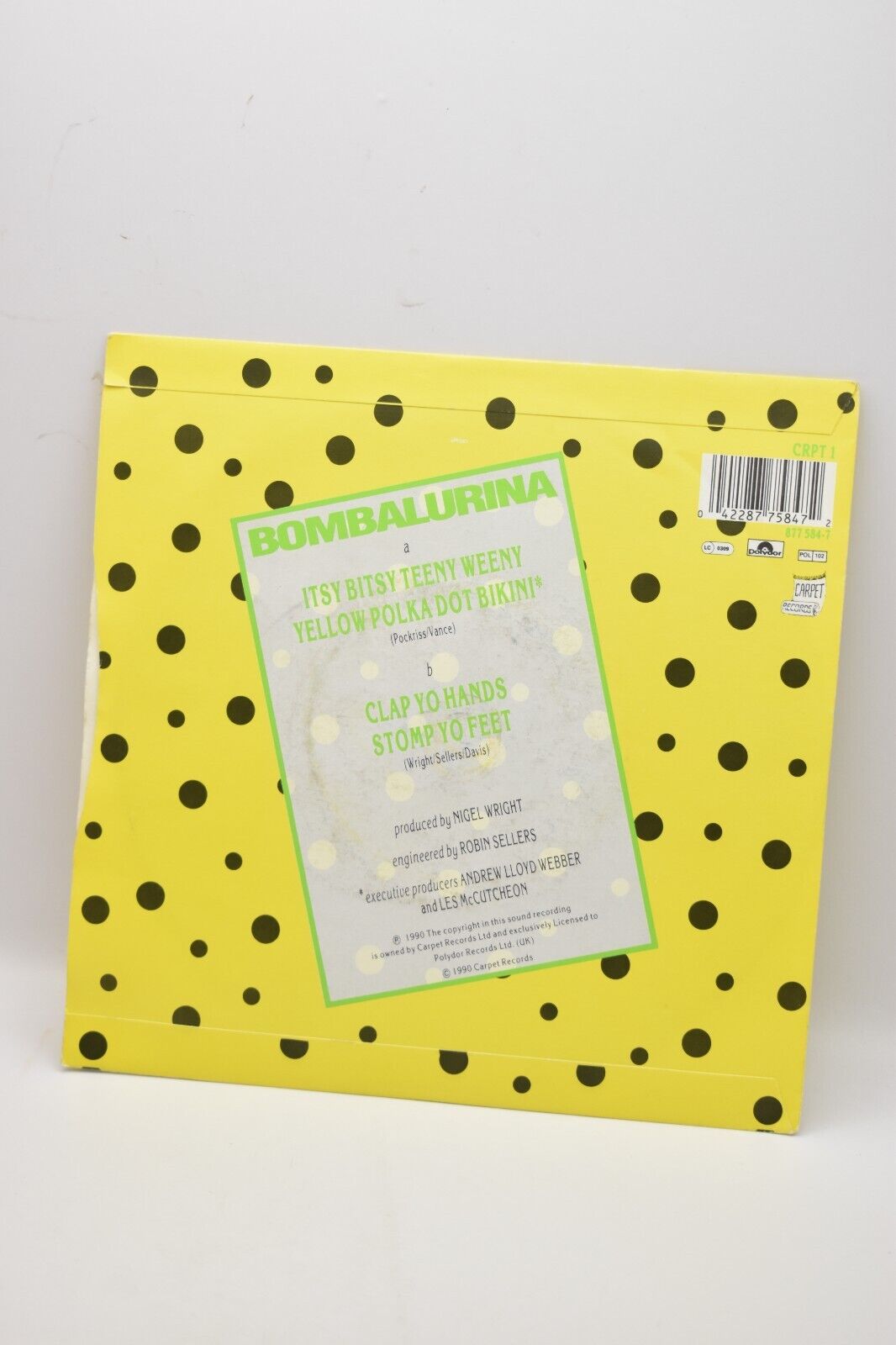 Bombalurina It's Bitsy Teeny Weeny Yellow Polka Dot bikini 7" Vinyl Single 1990