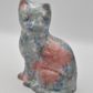 Park Rose Ceramic Cat Ornament Bridlington Pottery Blue Green Pink Floral