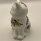 Vintage Handpainted Floral Ceramic Cat Figurine/ Statue/ Ornament