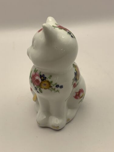 Vintage Handpainted Floral Ceramic Cat Figurine/ Statue/ Ornament