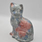 Park Rose Ceramic Cat Ornament Bridlington Pottery Blue Green Pink Floral