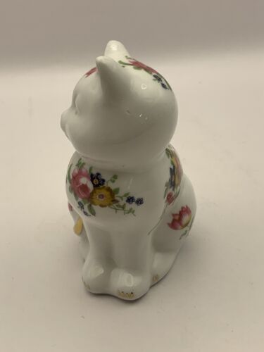 Vintage Handpainted Floral Ceramic Cat Figurine/ Statue/ Ornament