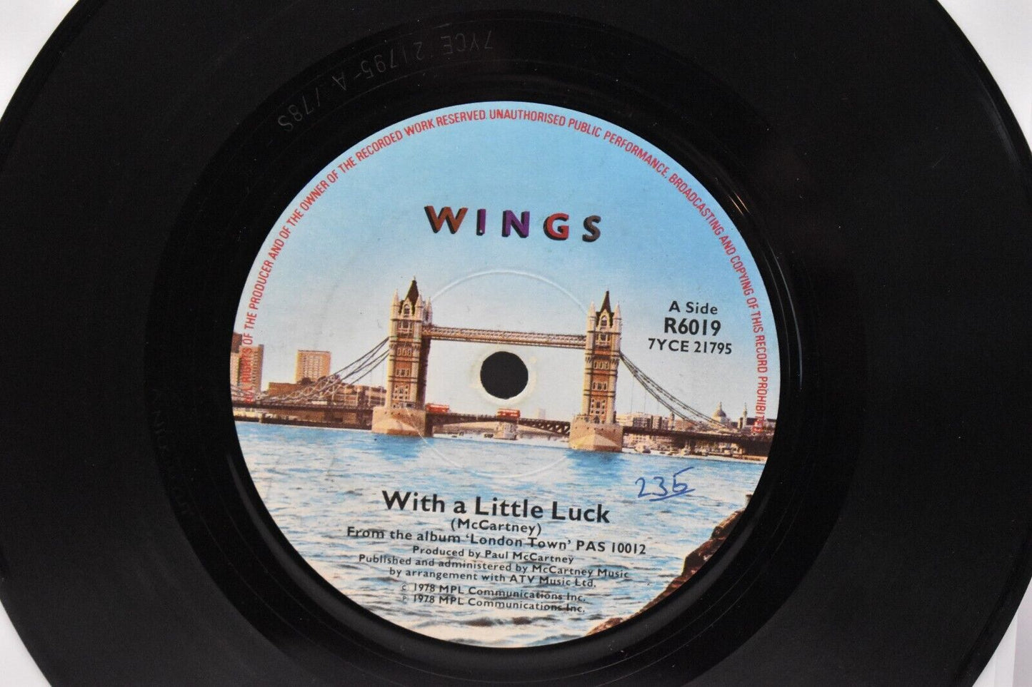 Wings Paul McCartney With A Little Luck 7" Vinyl Record Single 1978