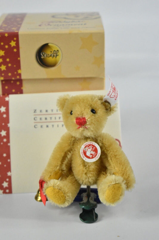 Steiff 2006 Christmas Bear With Bell Clip On Tree Ornament Retired 037399