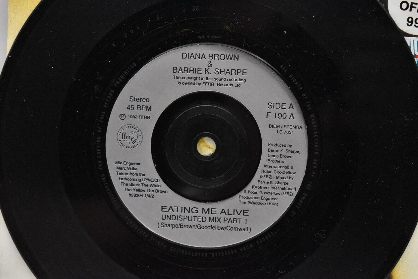 Diana Brown & Barrie K Sharpe Eating Me Alive 7" Vinyl Record Single 1992