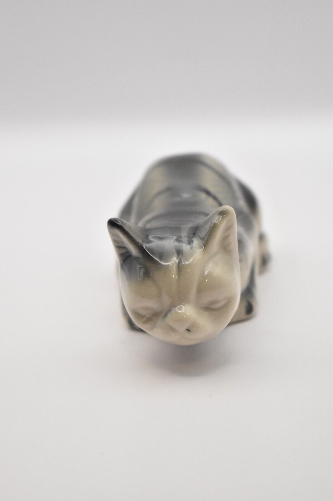 Vintage Ceramic Black and Grey Cat Figurine/ Statue/ Ornament