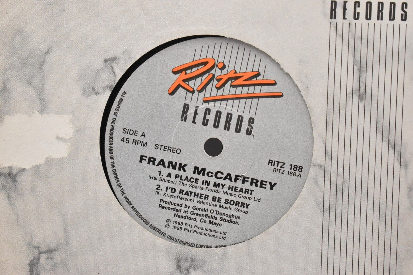 Frank McCaffrey Place In My Heart 7" Vinyl Record Single 1988