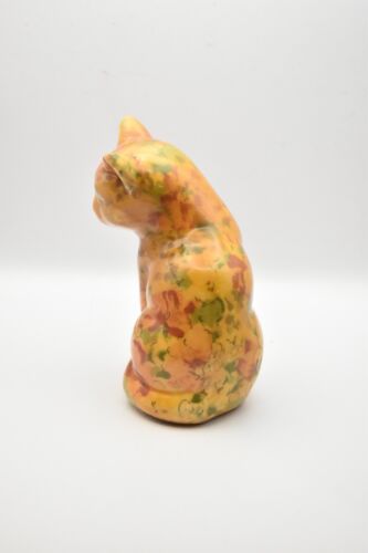 Vintage Floral Design Decoupage Cat Figurine/ Statue/ Ornament