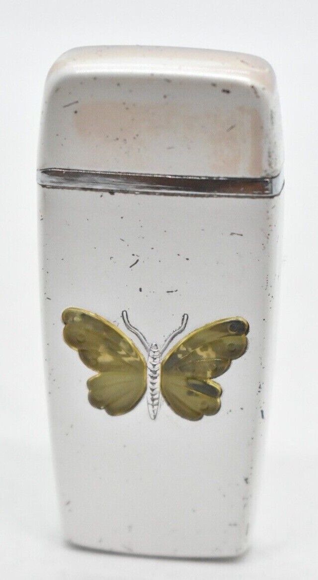 Vintage Silver Butterfly Cigarette Lighter Collectible