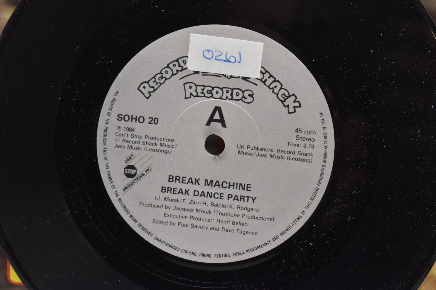 Break Machine Break Dance Party 7" Vinyl Single 1984