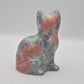 Park Rose Ceramic Cat Ornament Bridlington Pottery Blue Green Pink Floral