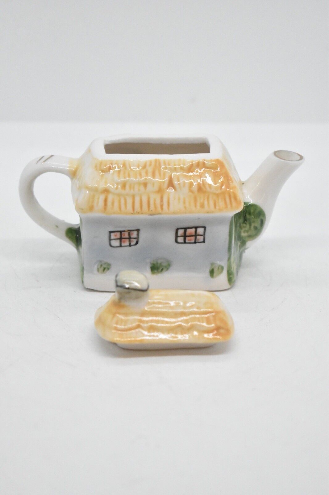 Vintage Miniature Novelty Handpainted House Teapot Collectible