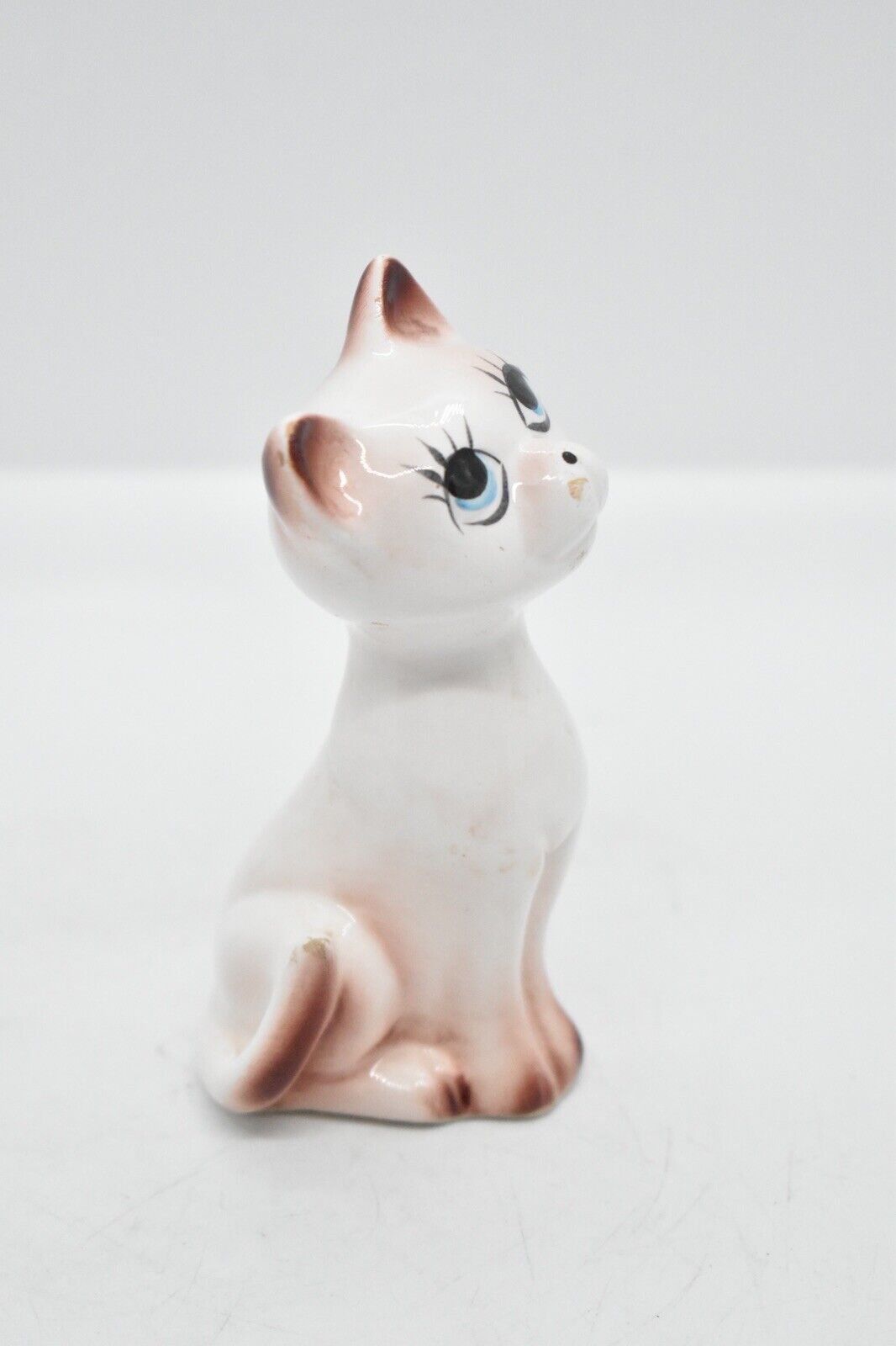 Vintage Kitsch Long Eyelash Handpainted Cat Figurine/ Ornament/ Statue