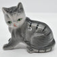 Vintage 1960's Handpainted Grey Tabby Cat Figurine/ Statue/ Ornament