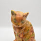 Vintage Floral Design Decoupage Cat Figurine/ Statue/ Ornament