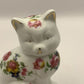 Vintage Handpainted Floral Ceramic Cat Figurine/ Statue/ Ornament