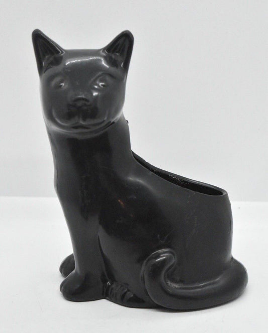 Vintage Black Cat Ceramic Stationary Holder