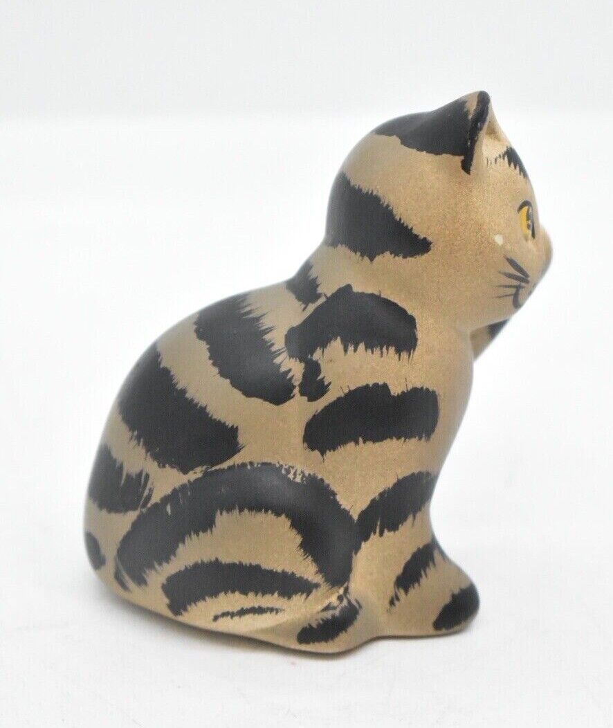 Vintage Handpainted Grey and Black Striped Cat Figurine/ Statue/ Ornament