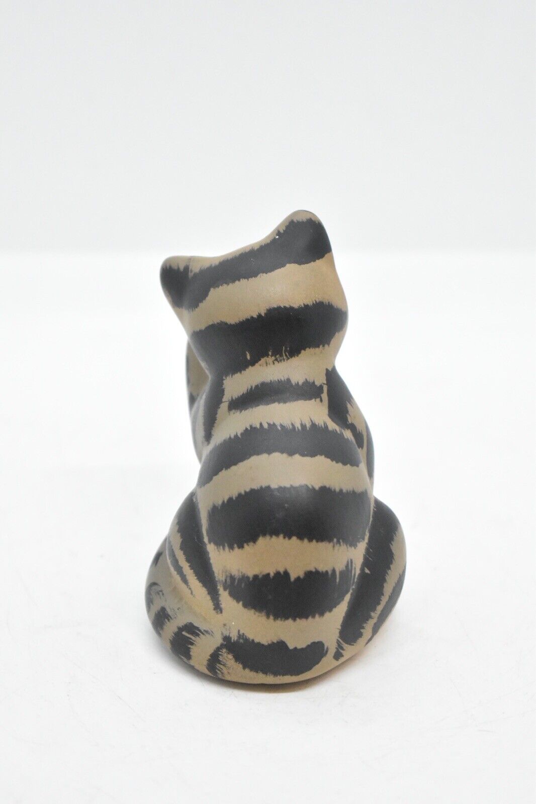 Vintage Handpainted Grey and Black Striped Cat Figurine/ Statue/ Ornament