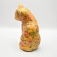 Vintage Floral Design Decoupage Cat Figurine/ Statue/ Ornament