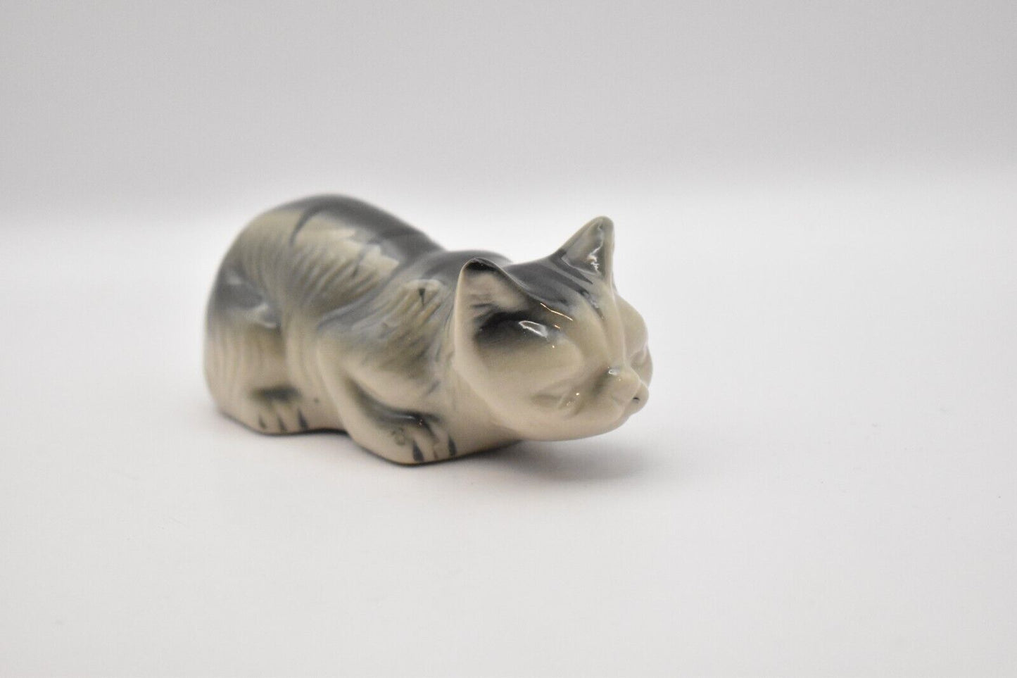 Vintage Ceramic Black and Grey Cat Figurine/ Statue/ Ornament